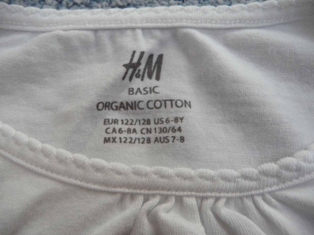 H&M basic organic Langarmshirt weiß 122/128