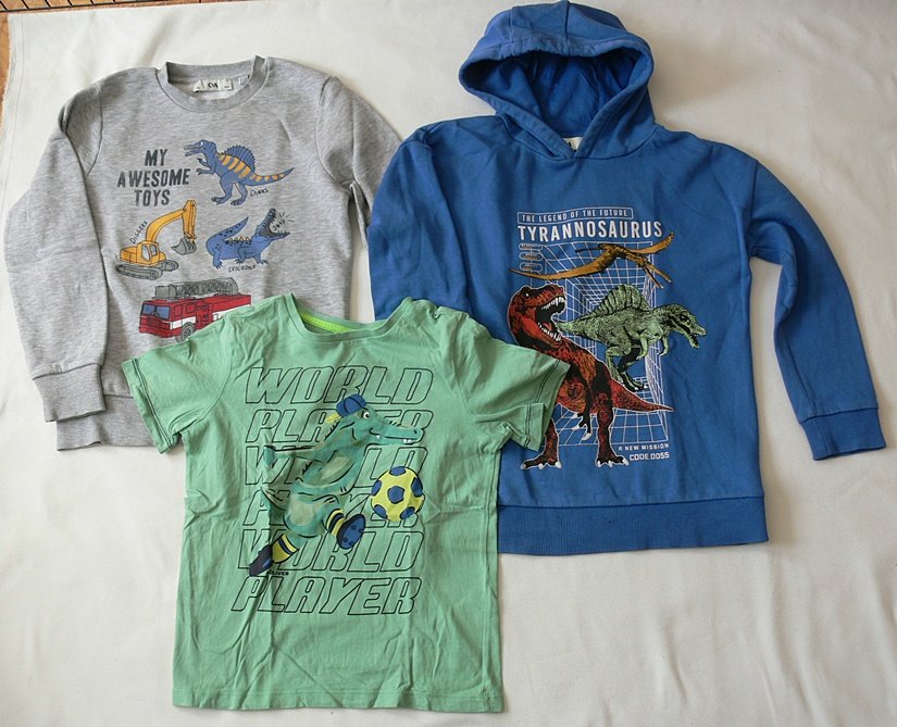 Dinosaurier - 2 Pullover, T-Shirt, Buch, Tattoos, Plopper - 134