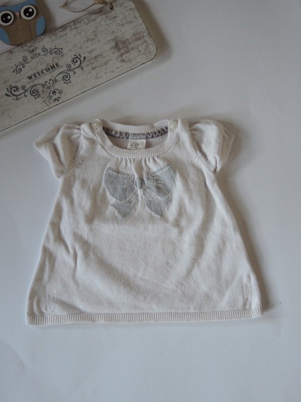 süßes Kleidchen wollweiß mit Schleife Gr.50 von H&M