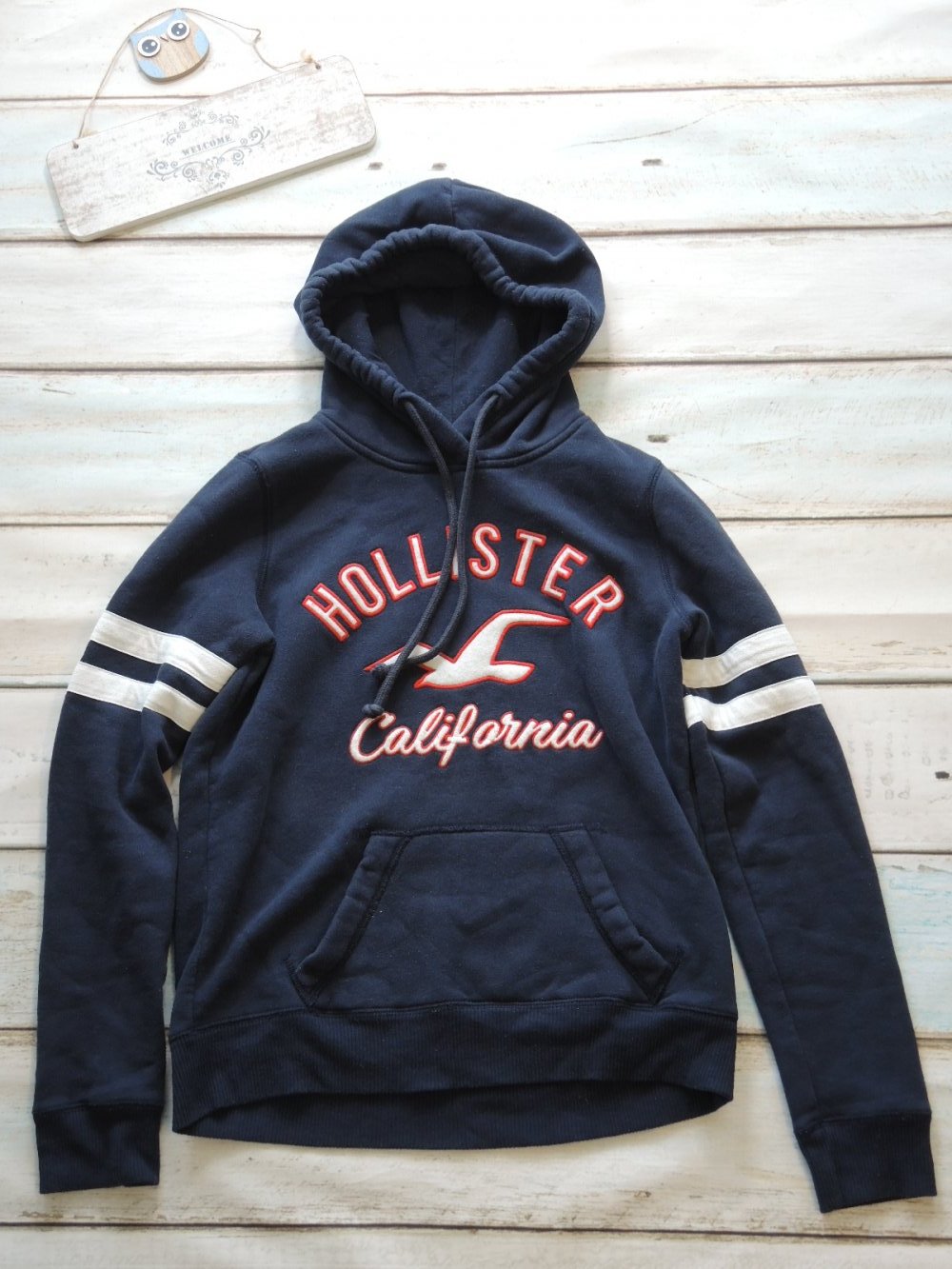 Sweatshirt dunkelblau weiß Gr.XS von Hollister
