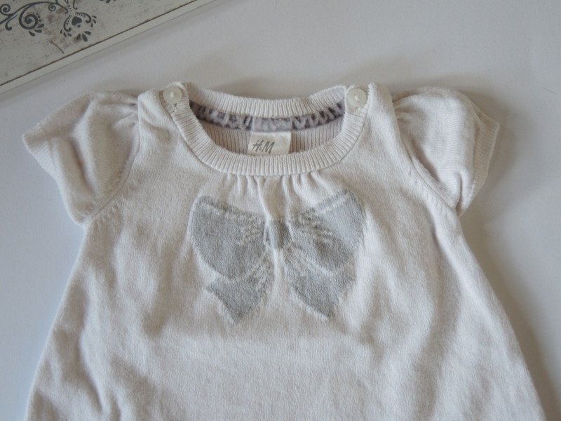 süßes Kleidchen wollweiß mit Schleife Gr.50 von H&M