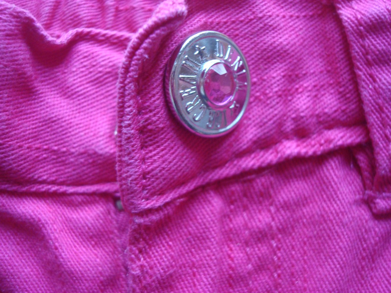 Hose, Jeans in Pink mit Glitzersteinen