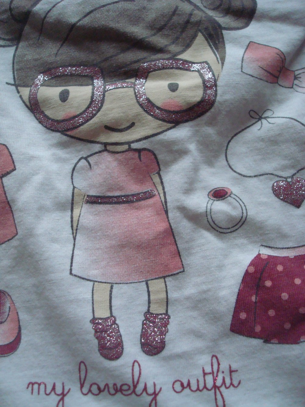Langarmshirt mit Volants und Glitzeraufdruck