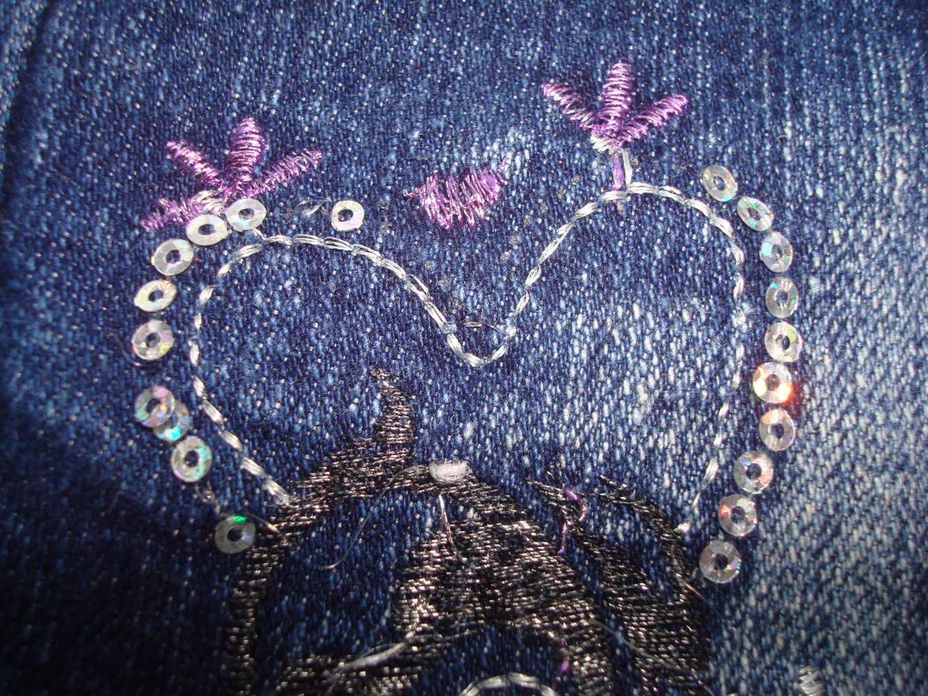 süße Hose, Jeans mit Pailetten und Stickerei