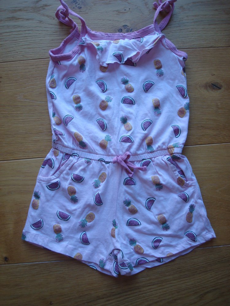 Jumpsuit, Hosenanzug, Sommeranzug mit Ananas und Glitzer