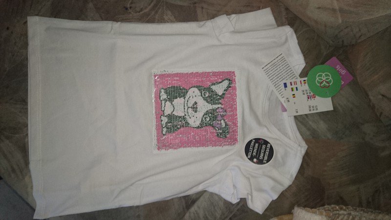 Mädchen T-Shirt mit Wende Motiv aus Pailletten Gr 98
