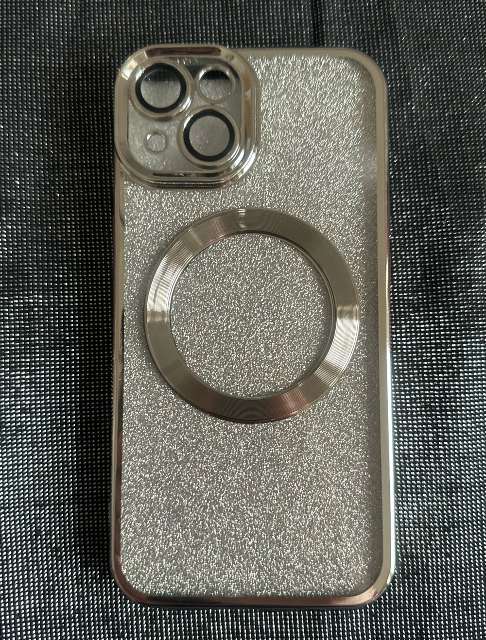 iPhone 14 Handyhülle Bumper Silber Glitzer