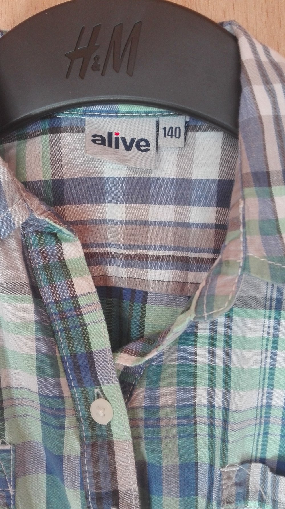 Karierte Kurzarmbluse Gr. 140