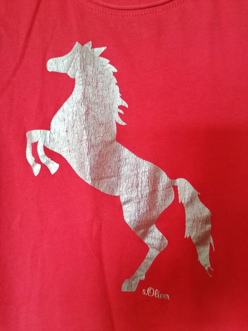 S. Oliver: rotes Shirt mit Pferd Gr. 128 /134