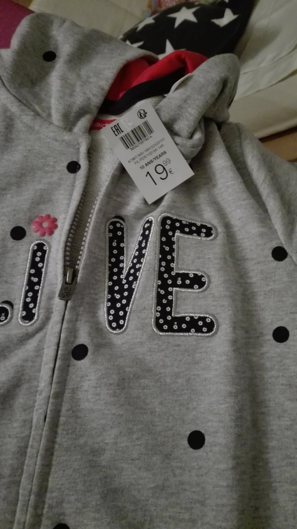 Okaidi: graue Sweatjacke mit Punkten Gr. 140