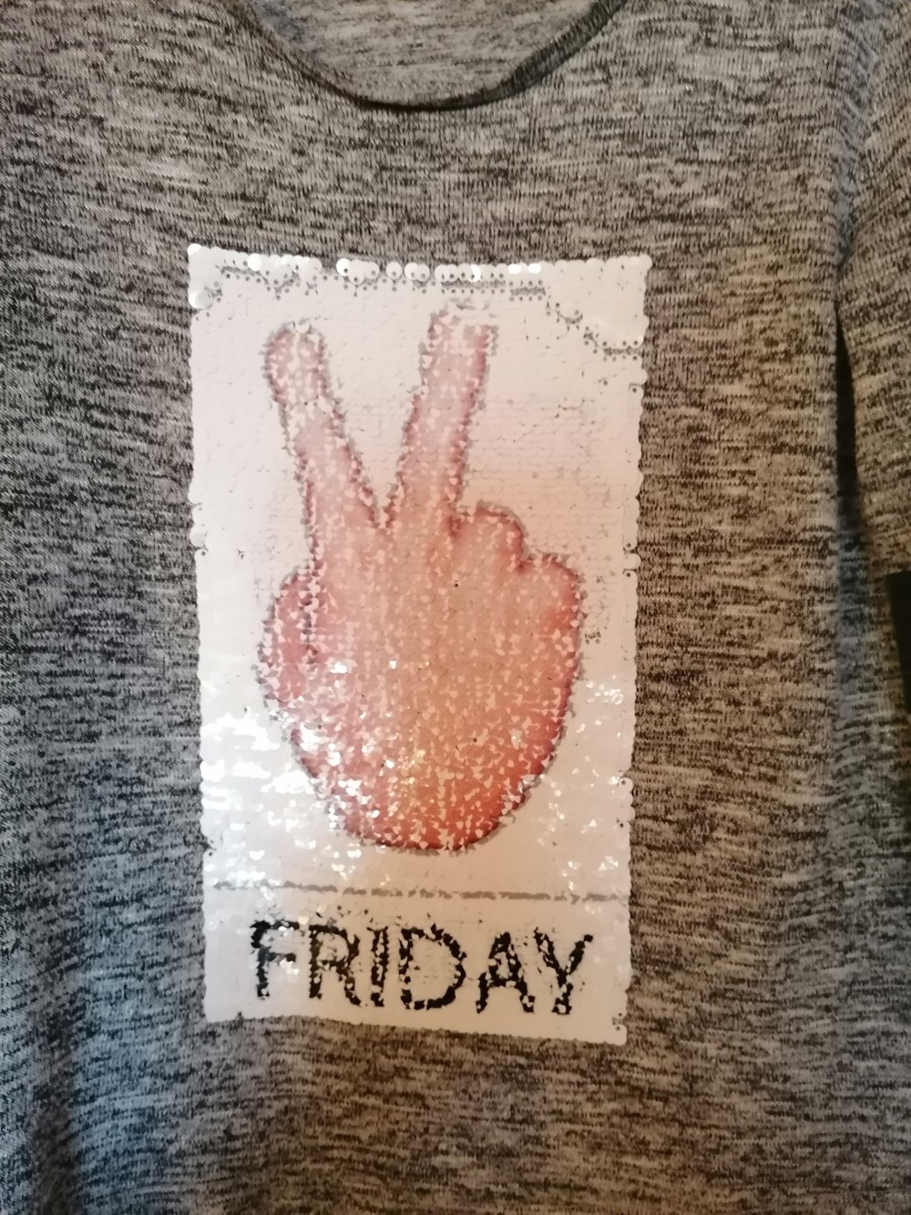 emoji: hellgrauer Pullover mit Wechselbild Gr. 134