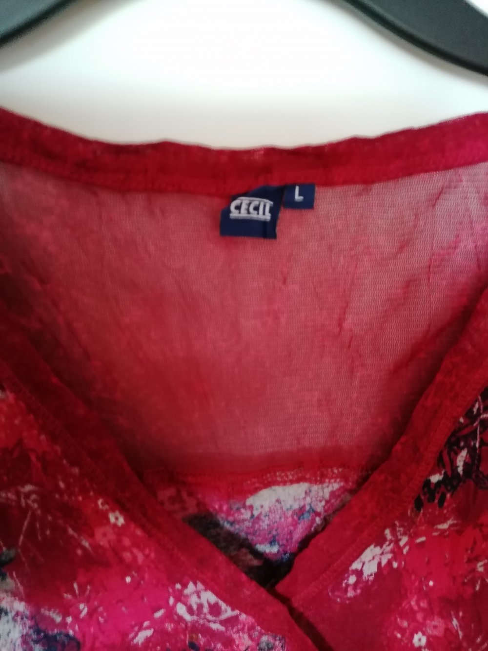 Cecil: rot gemustertes T-Shirt Gr L