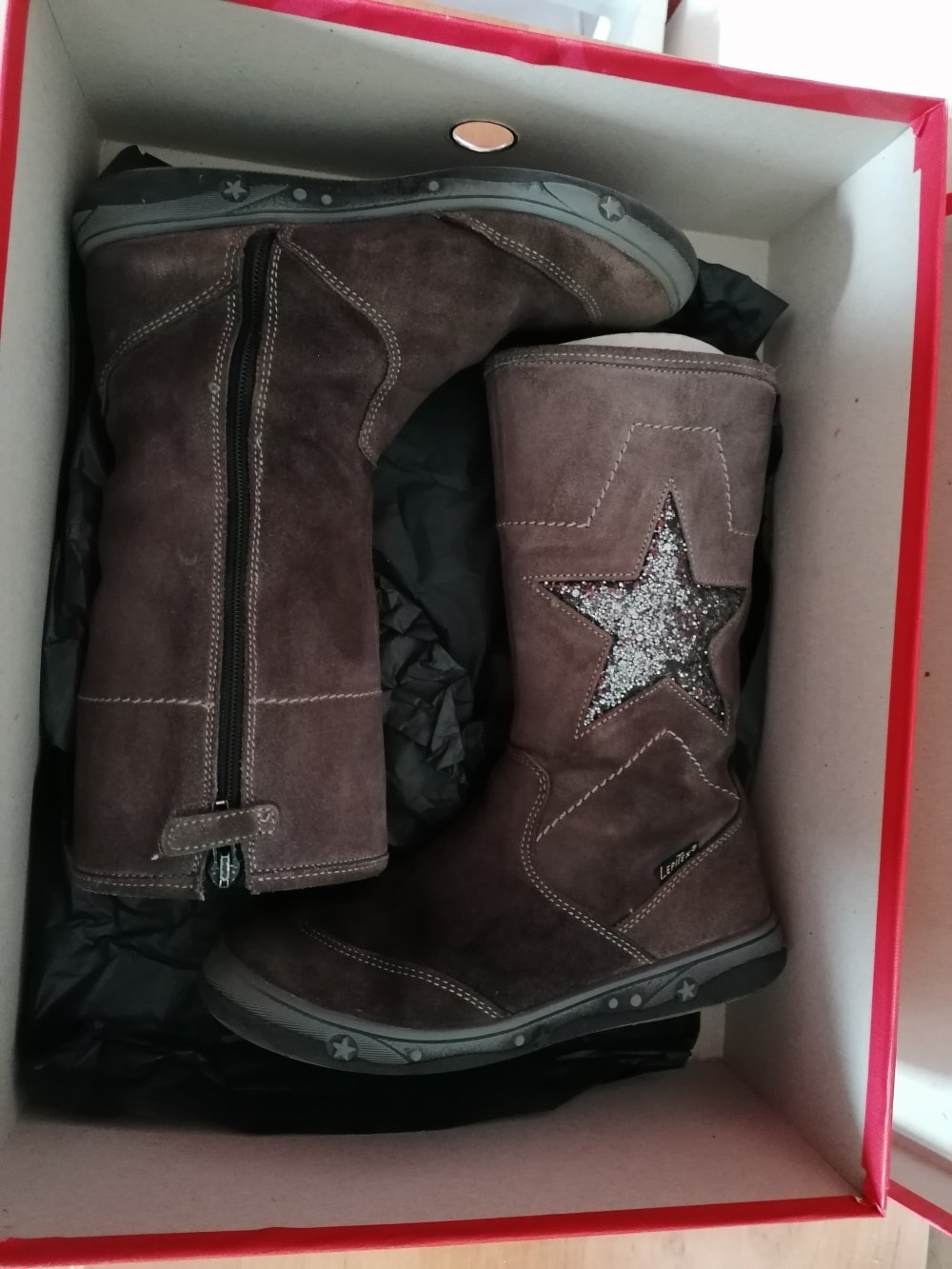 Lepi: Wildlederstiefel mit Glitzersternen Gr. 32