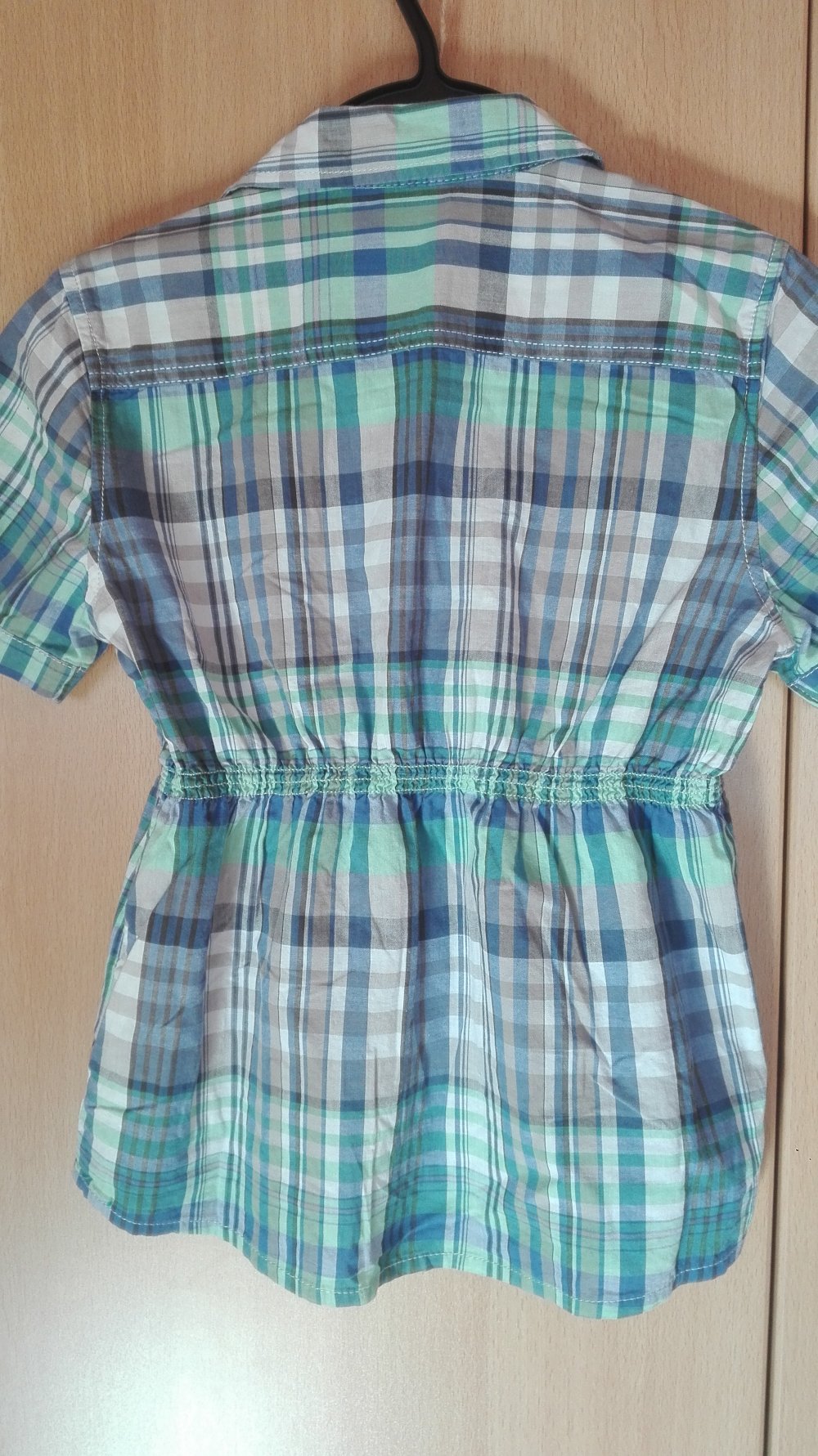 Karierte Kurzarmbluse Gr. 140