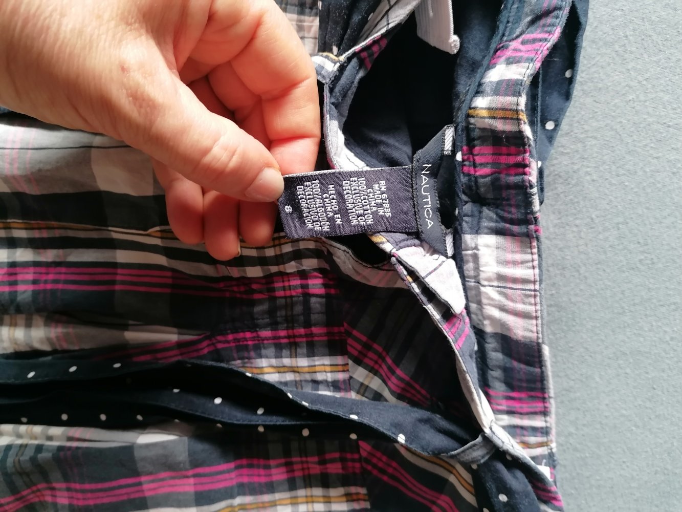 Nautika: karierter Hosenrock mit Stoffgürtel Gr. 128