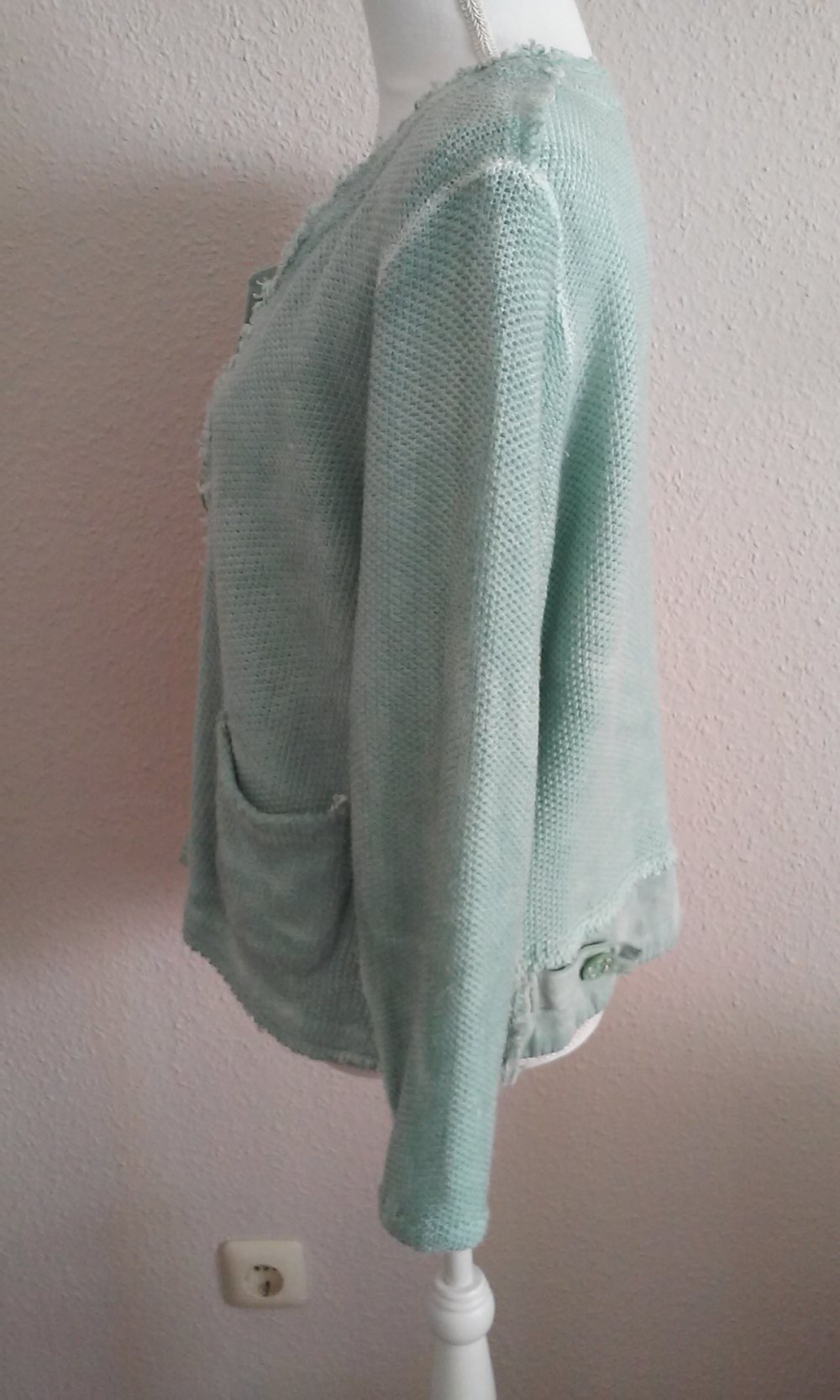 Jacke Janker Strickjacke Cardigan Sommerjacke stonewashed-Optik