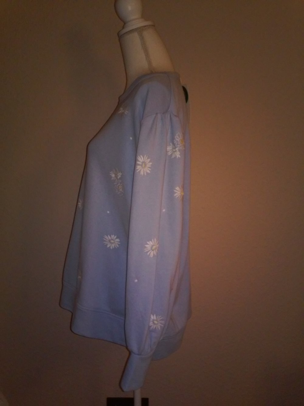 Neu! Pullover Sweatshirt Rundhals - hellblau/weißblüten -mit Etikett