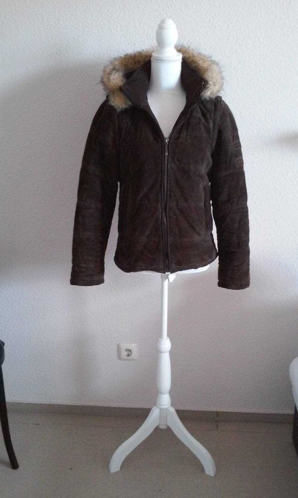 Neuw.! orig.Mustang Lederjacke Weste Funktionsjacke 2in1 Kapuze Fell Geschenktipp