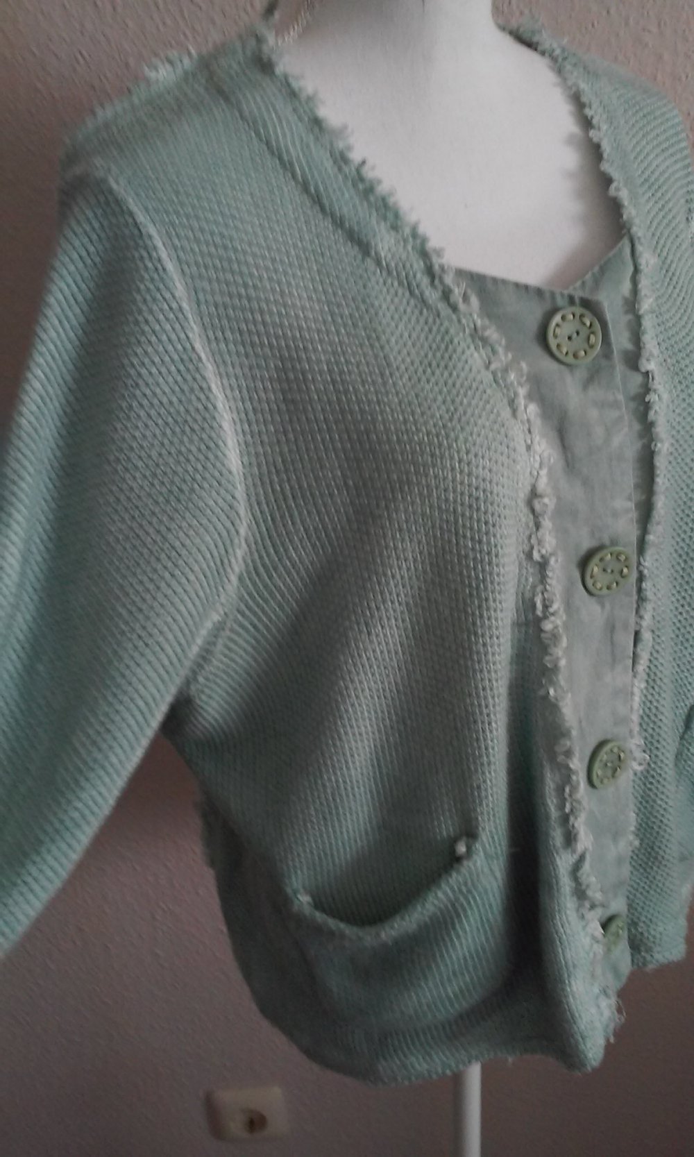 Jacke Janker Strickjacke Cardigan Sommerjacke stonewashed-Optik