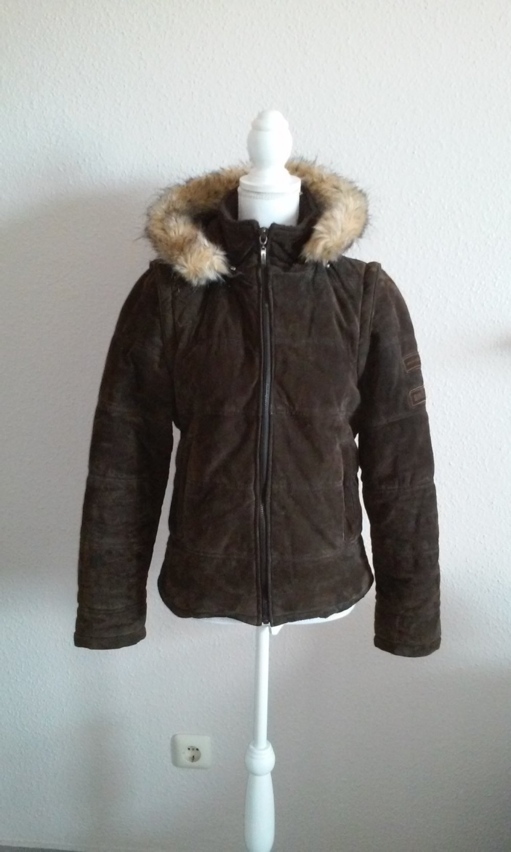 Neuw.! orig.Mustang Lederjacke Weste Funktionsjacke 2in1 Kapuze Fell Geschenktipp