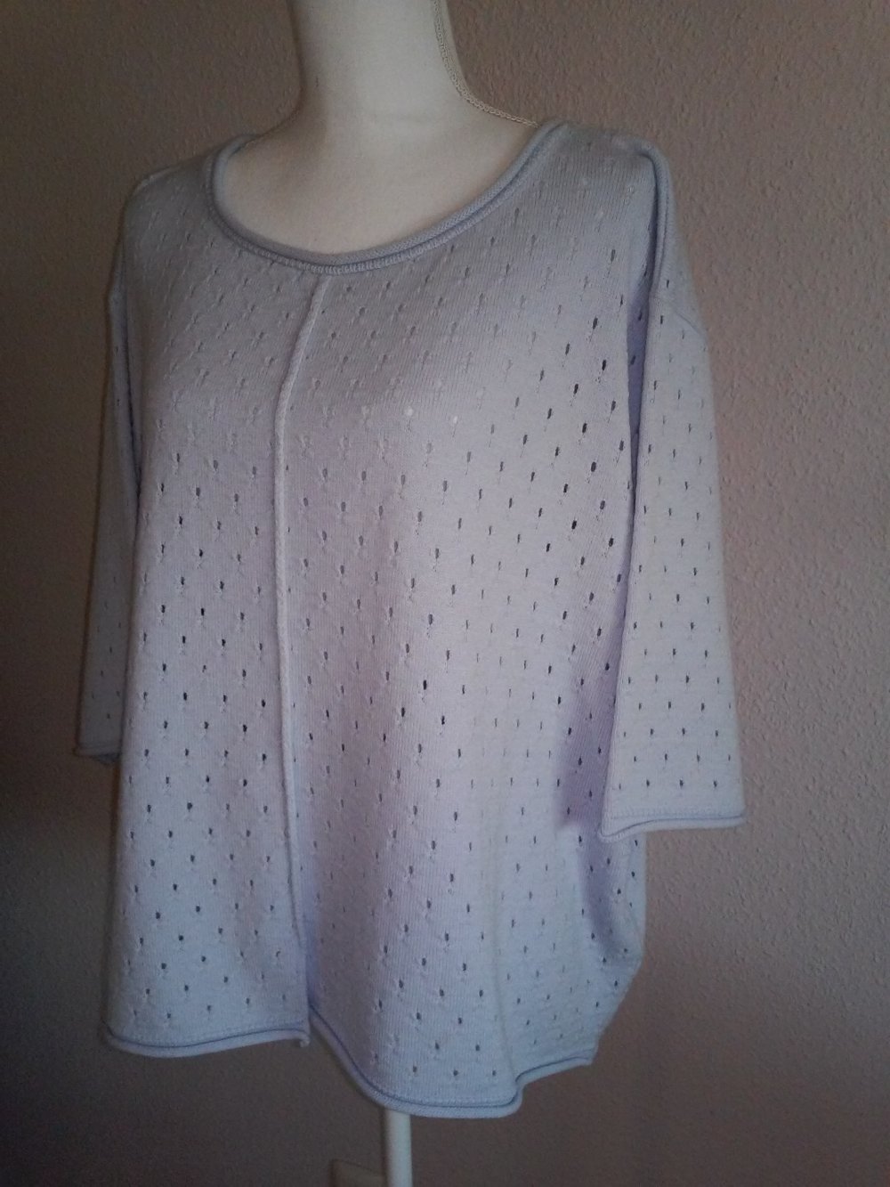 Marken Tunika leger hochwertig Pulli Pullover (Merino Wolle/Softacryl) hellblau