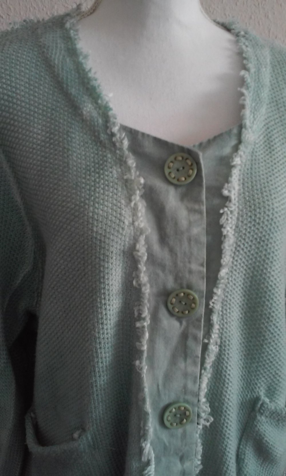 Jacke Janker Strickjacke Cardigan Sommerjacke stonewashed-Optik