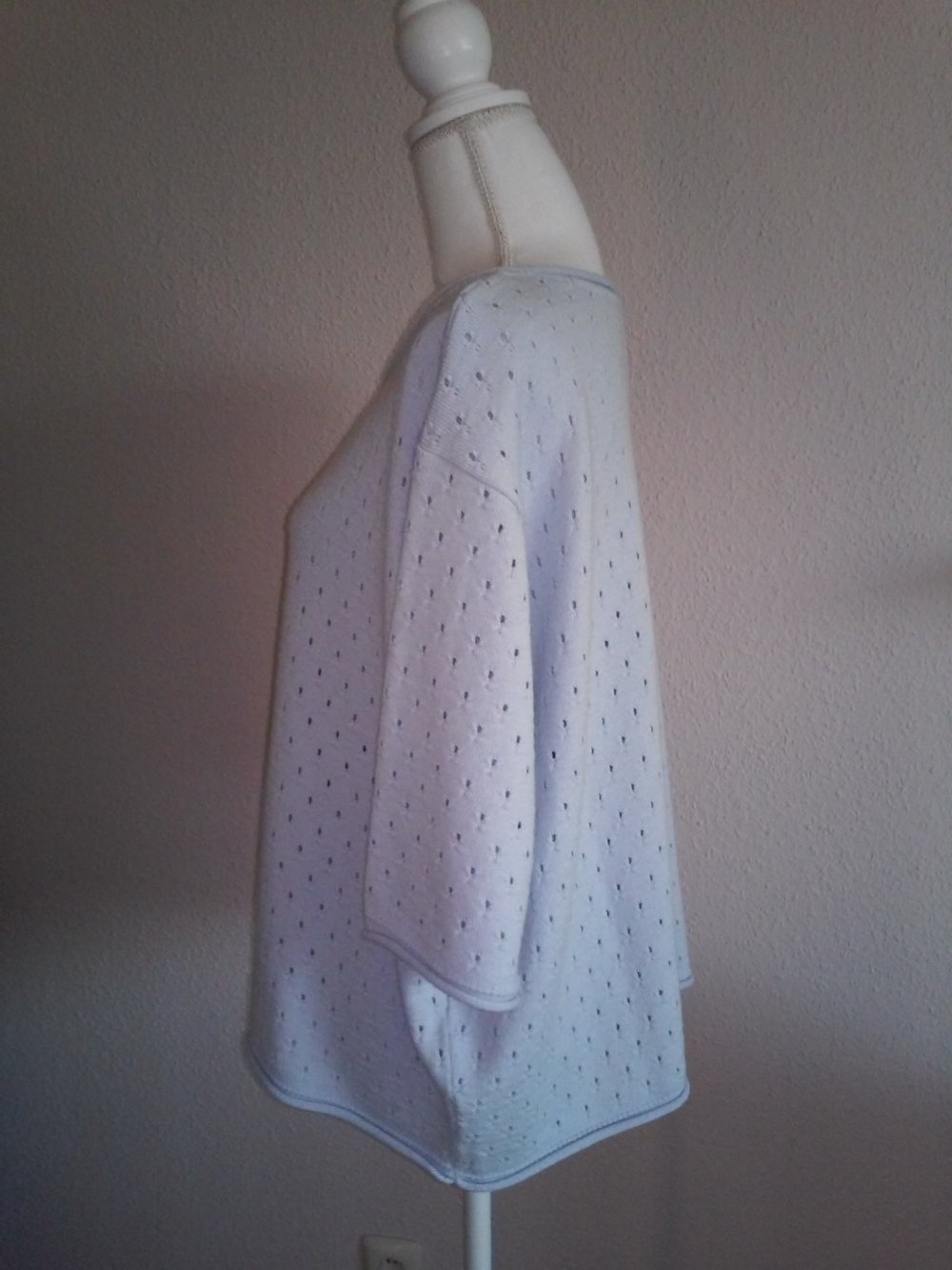 Marken Tunika leger hochwertig Pulli Pullover (Merino Wolle/Softacryl) hellblau