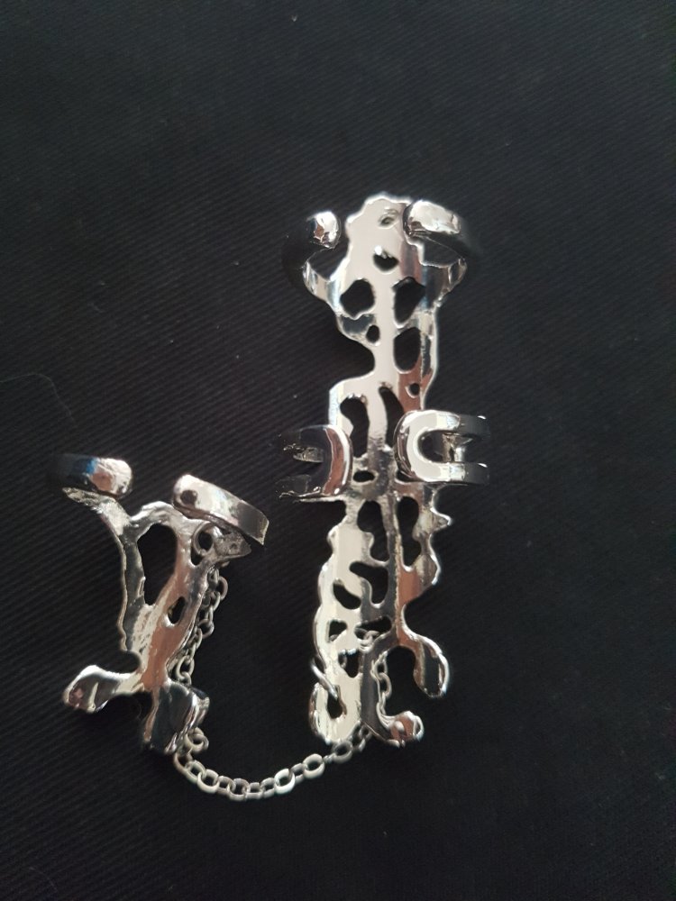 Kettenring/ Handschmuck / Doppelring / Ringe mit Kette - Neu