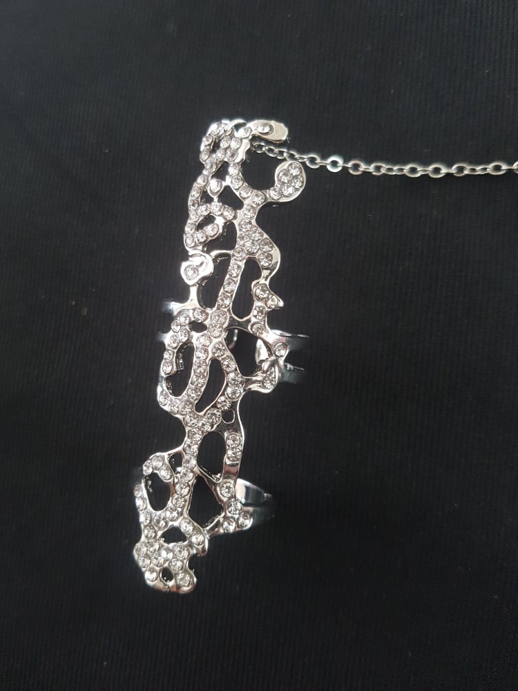 Kettenring/ Handschmuck / Doppelring / Ringe mit Kette - Neu