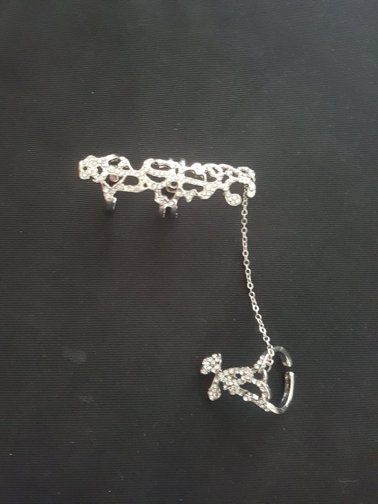 Kettenring/ Handschmuck / Doppelring / Ringe mit Kette - Neu