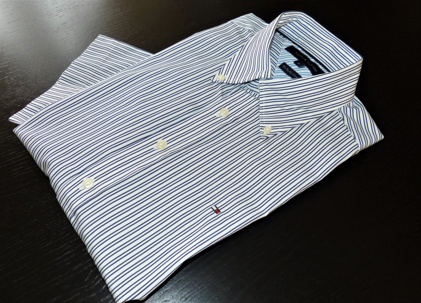 Tommy Hilfiger Herren Hemd Gr. M / 39 / 40 80's two ply kurzarm sehr guter Zustand