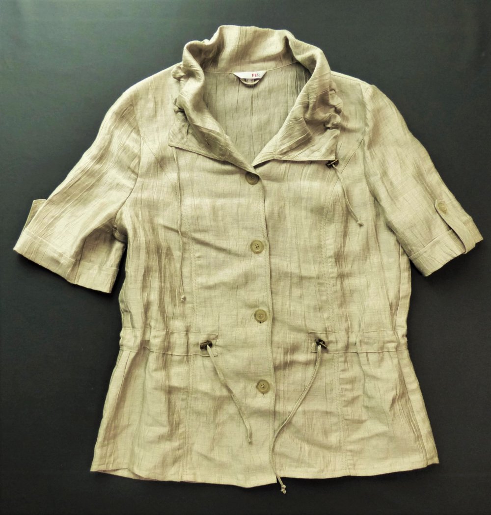 My way FER Damen Oberteil Bluse Tunika Gr. 38 / M Shirt Jacke Cardigan fast neuwertig Leinen Leinenbluse