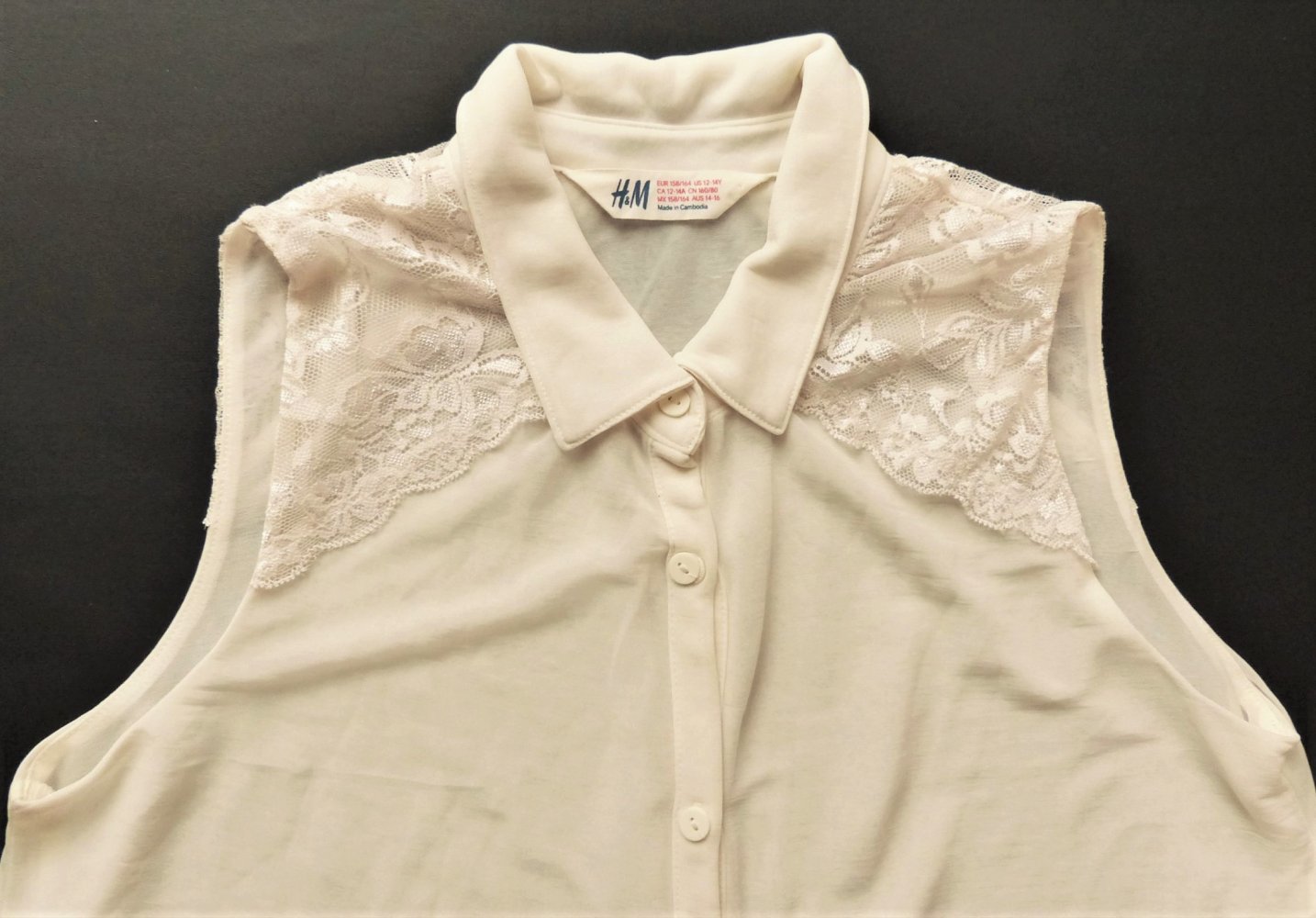 Mädchen Bluse Tunika H&M Gr. 158 / 164 Shirt Longshirt TOP creme weiß sehr guter Zustand