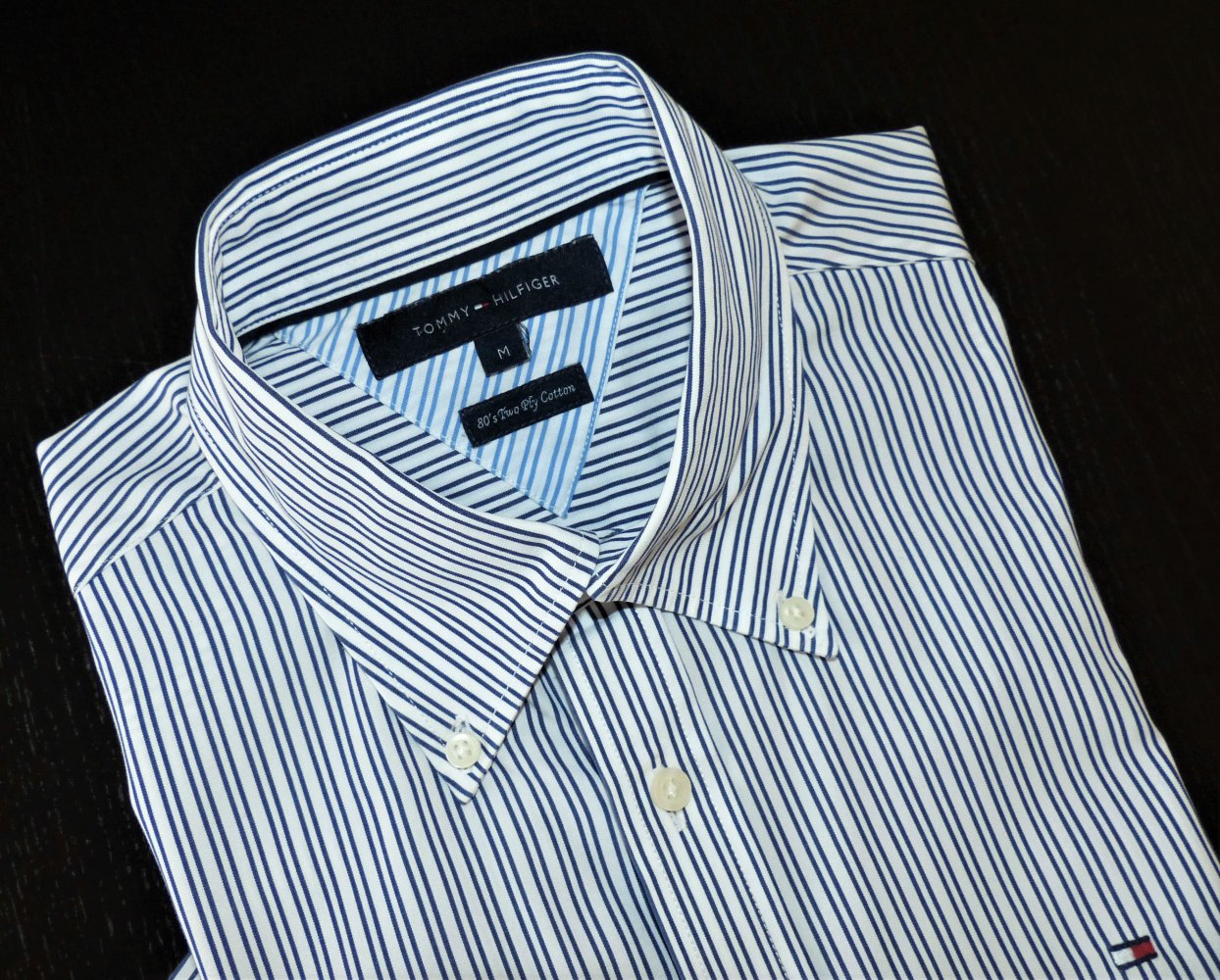 Tommy Hilfiger Herren Hemd Gr. M / 39 / 40 80's two ply kurzarm sehr guter Zustand