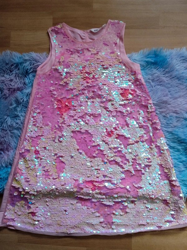 Mädchen Wendepailletten Kleid gr.140
