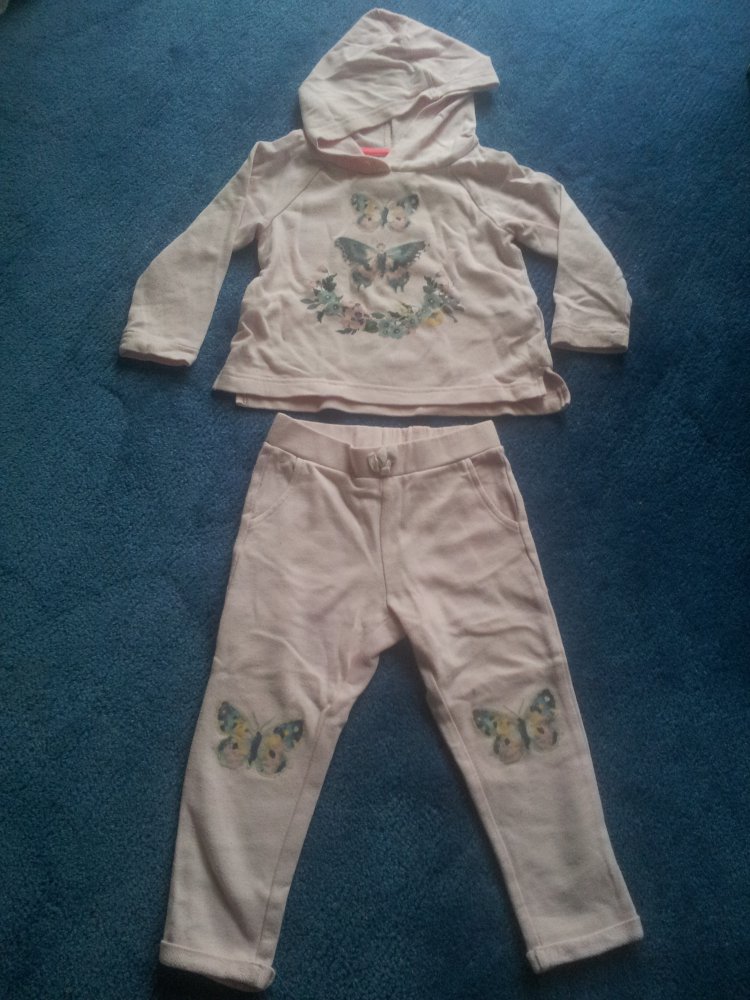  2-teilig Hausanzug Jogginganzug H&M rose Schmetterling Blumen Gr. 92