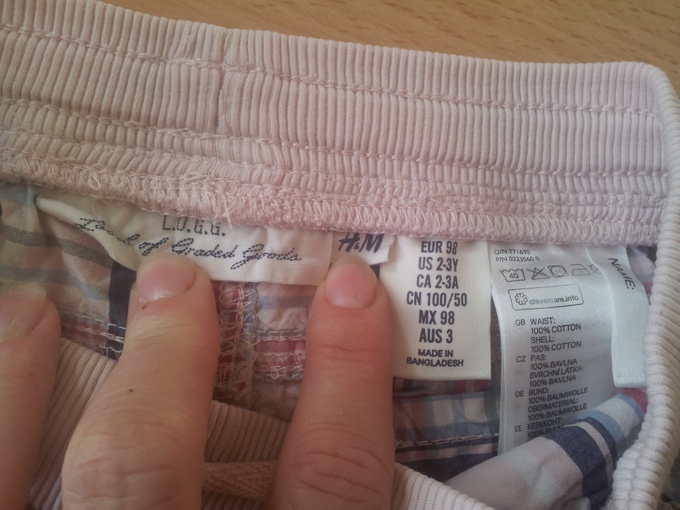  kurze Hose H&M L.O.G.G. rosa bunt kariert Gr. 98