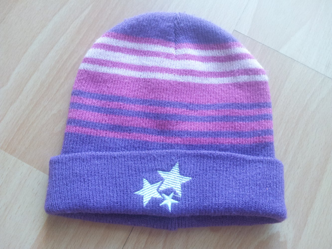 Wintermütze rosa pink lila Streifen Stern One Size