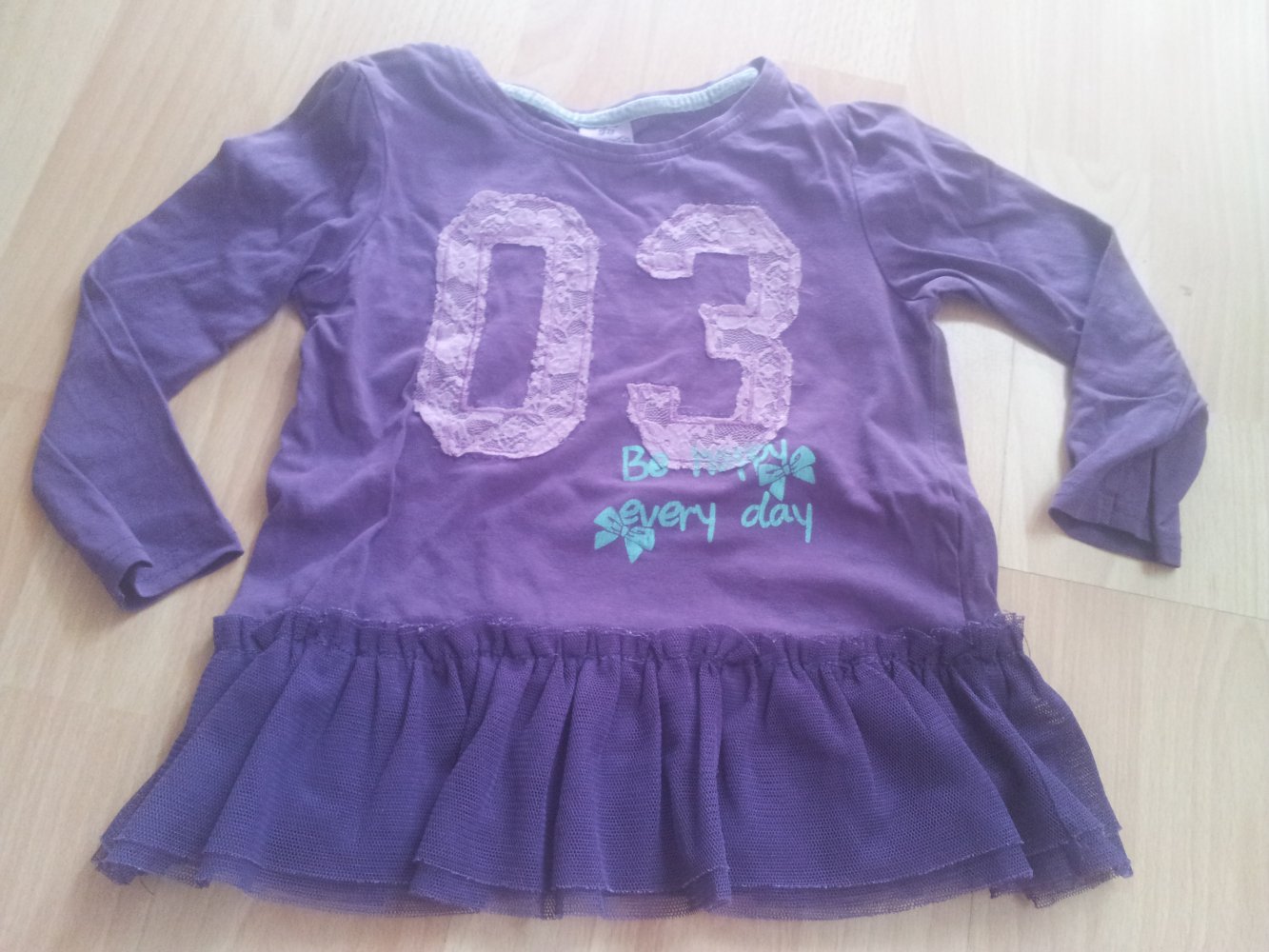 Pullover mit Tütü lila türkis große Nummer Gr. 98