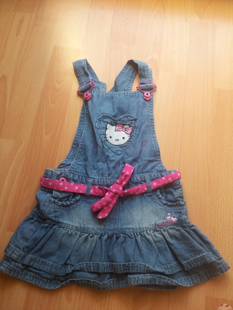 Jeanskleid Kleid Latzkleid Hello Kity blau Gr. 98