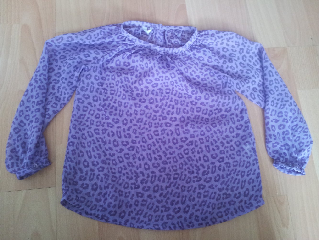 Bluse lila Leopard Gr. 92 durchsichtig transparent 