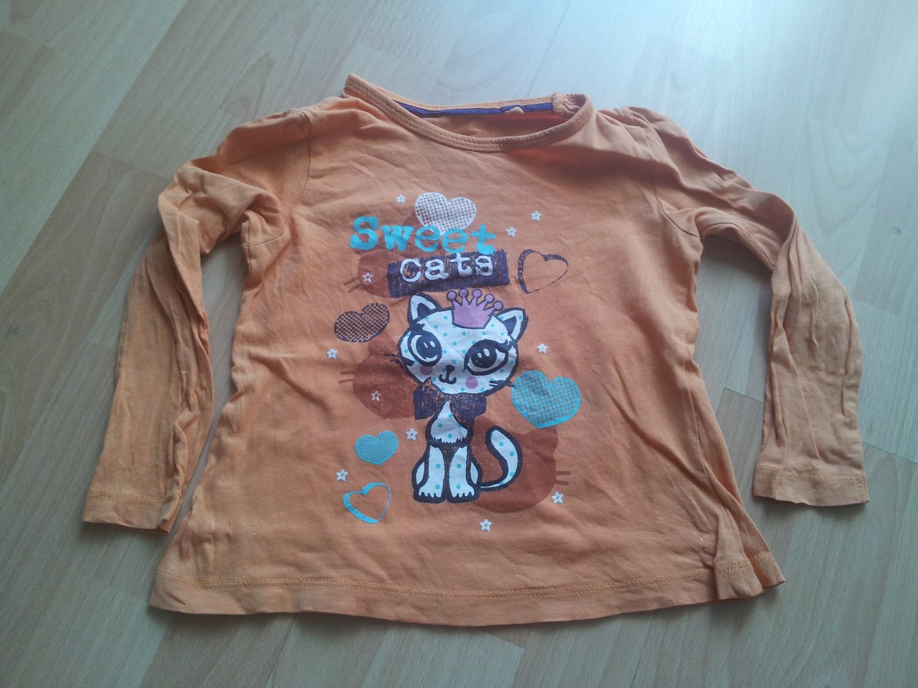  Pullover orange Katze Gr. 98/104