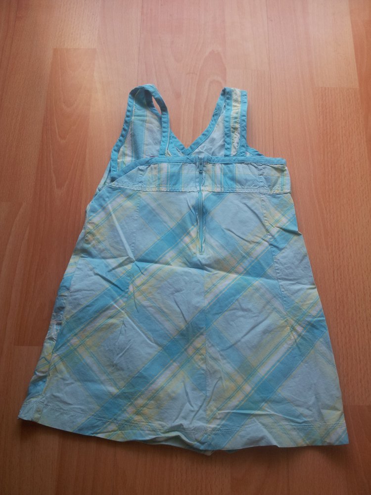 Kleid türkis weiß gelb kariert H&M L.O.G.G. Gr. 92