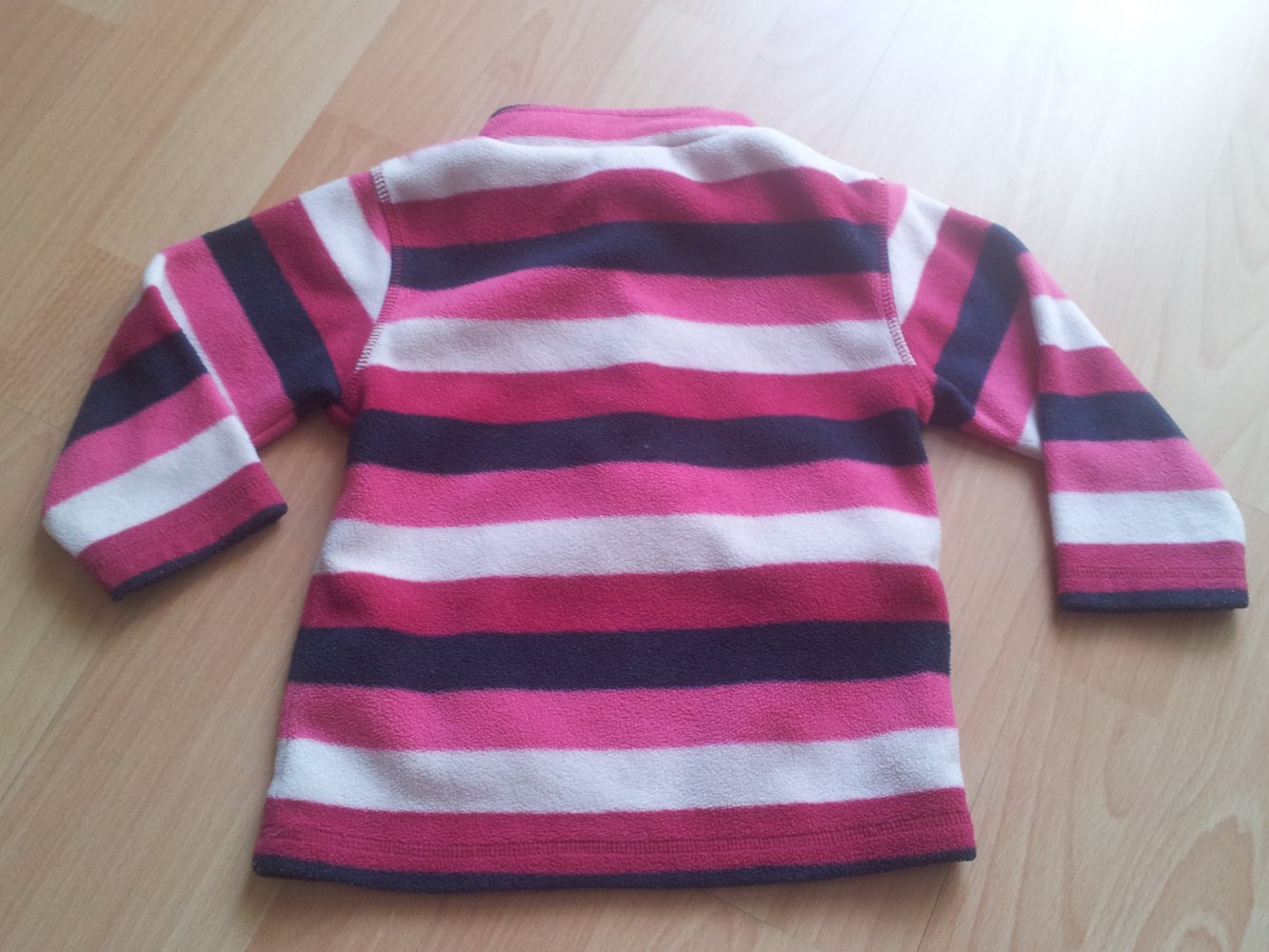  Fleecepullover Pullover schwarz pink Streifen Gr. 92