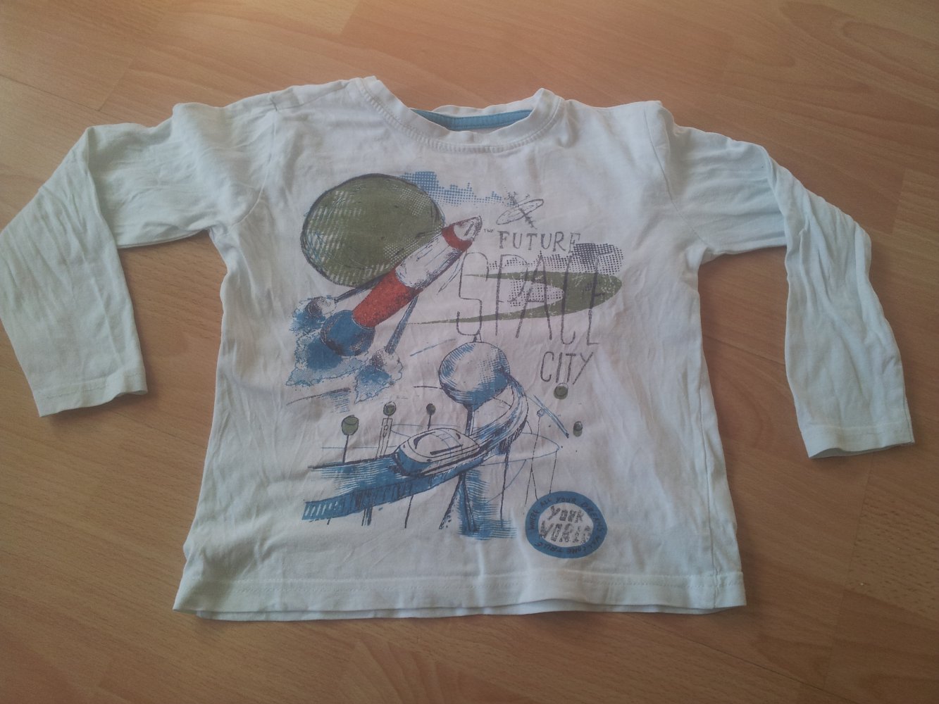 Pullover weiß türkis Future Space City Gr. 98/104