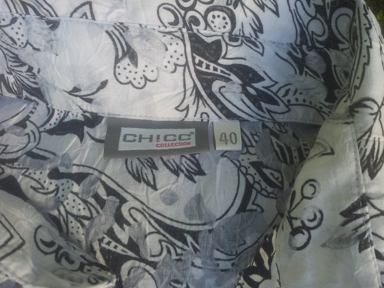 Bluse Chicc schwarz weiß ohne Ärmel Größe 40