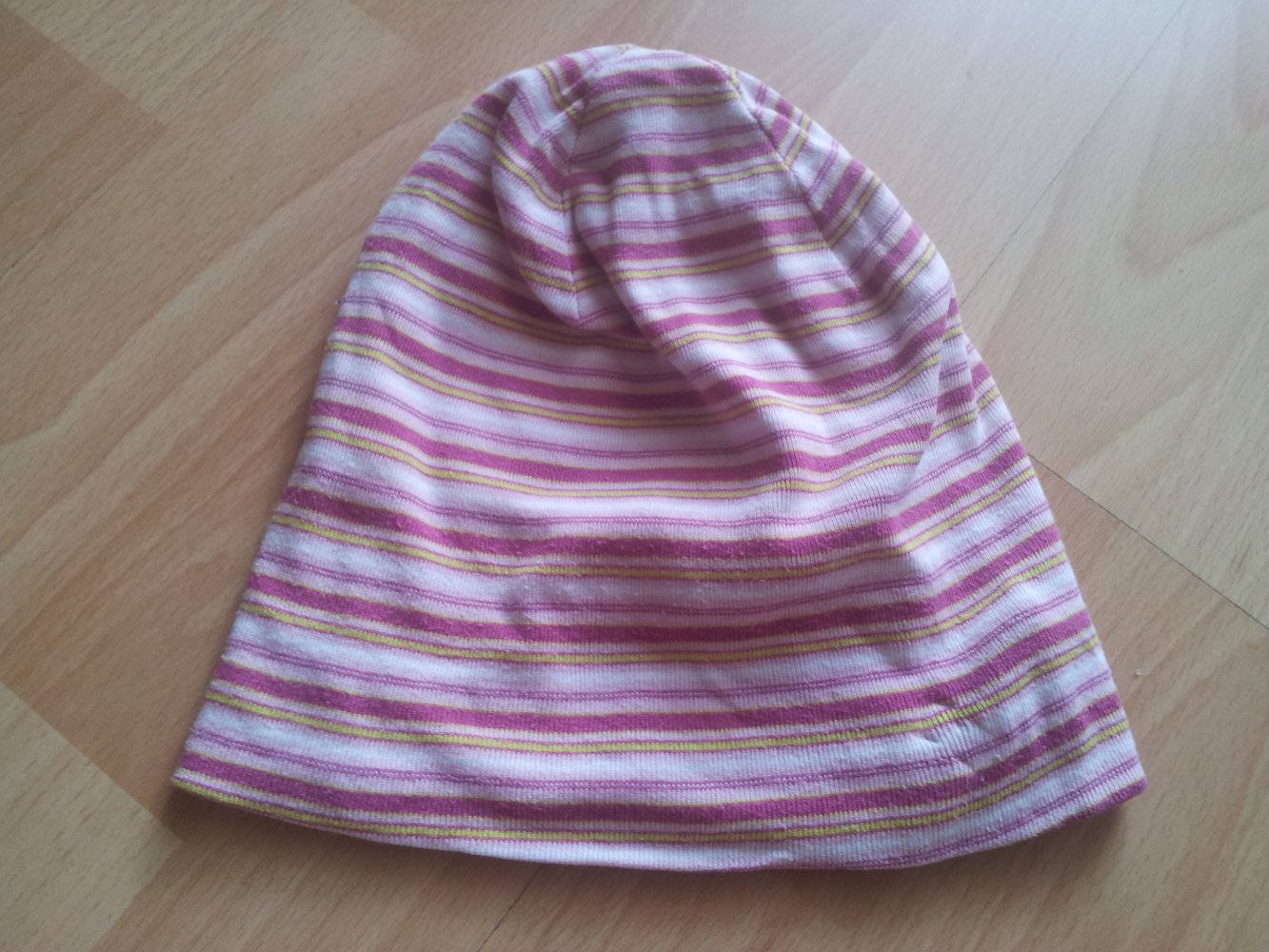 Mütze rosa pink weiß gelb Sreifen One Size 