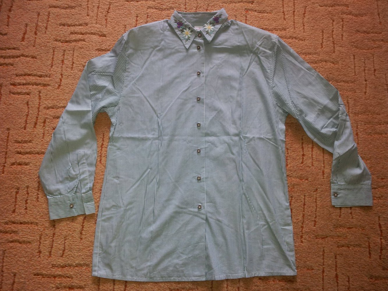  Trachten Bluse grün weiß Streifen Toni Dress Gr. 42 NEU