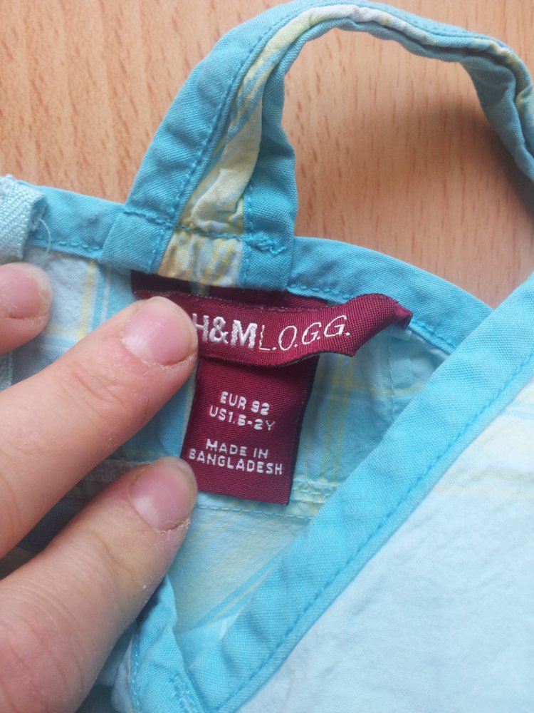 Kleid türkis weiß gelb kariert H&M L.O.G.G. Gr. 92