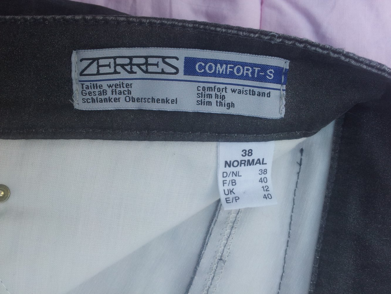 Hose Zerres grau anthrazid Schlangenmuster Gr. 38 